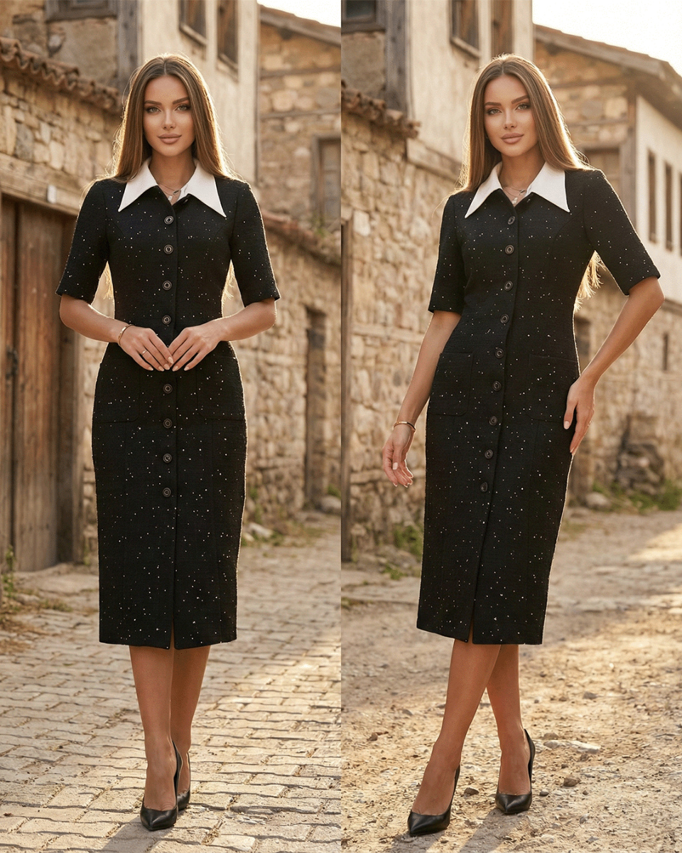 Tüvit elbise Siyah  resmi