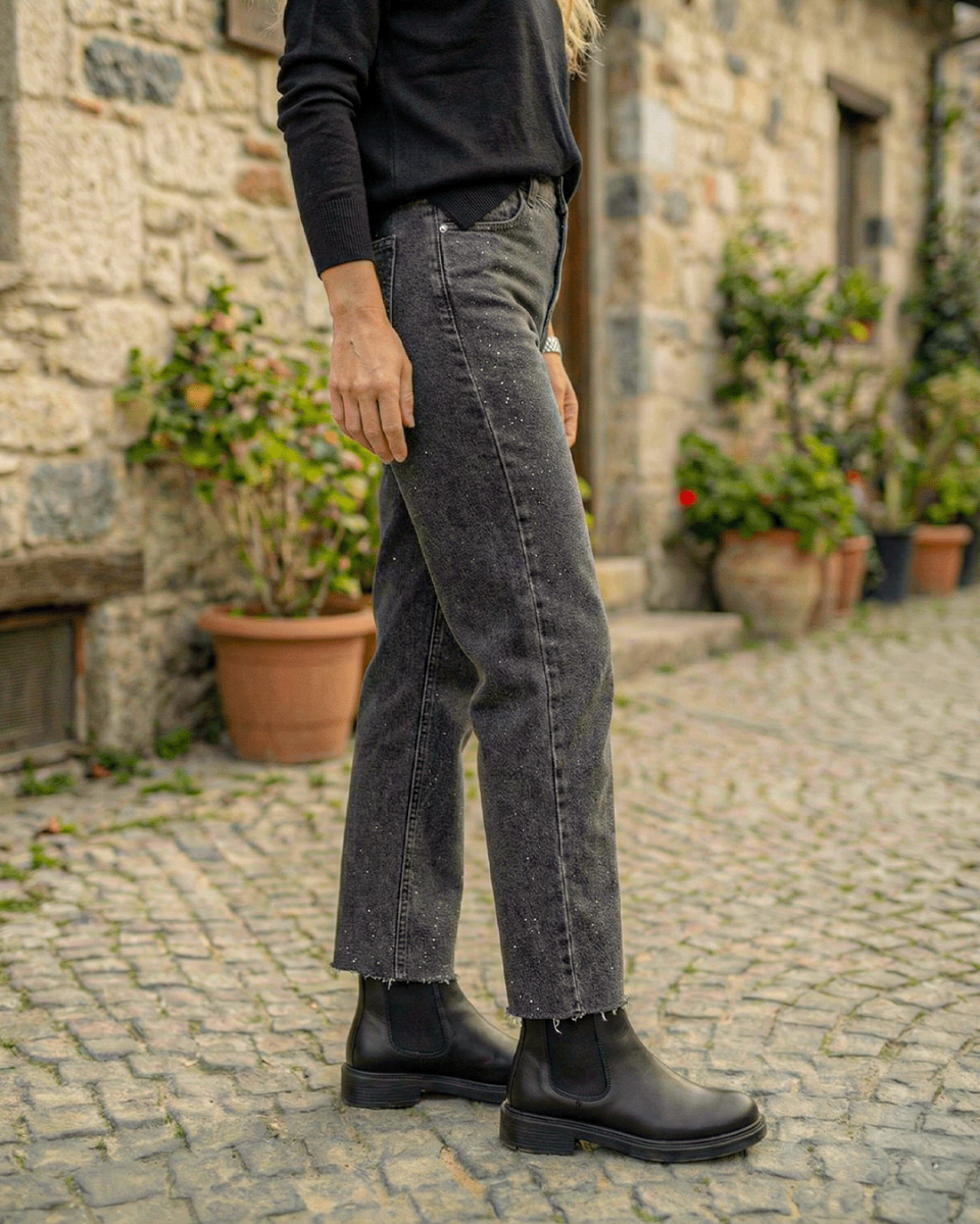 Taşlı Jean Pantolon resmi