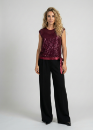 Payetli bluz Bordo